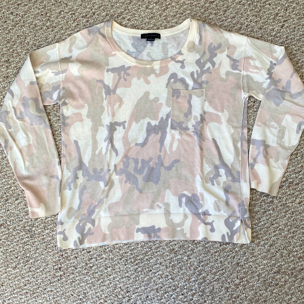 sanctuary camo pattern sweater -Size M lightweight cotton blend